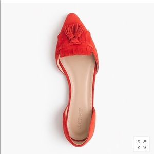 J Crew Red Suede D’Orsay Flats